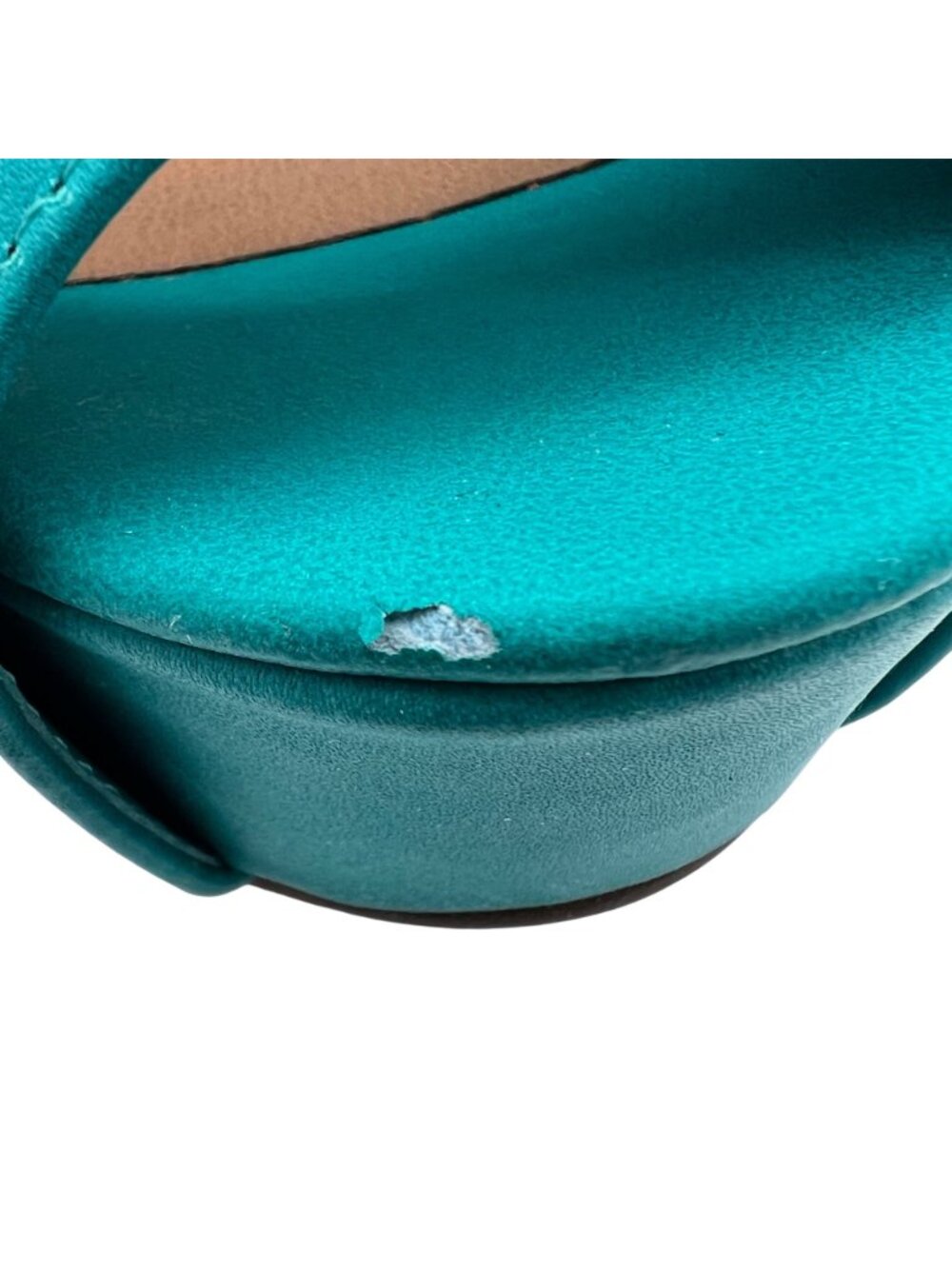 Breckelles Brina 21 Turquoise Platform Peep Toe Heels Womens Size 9 Buckle Strap - Picture 9 of 16
